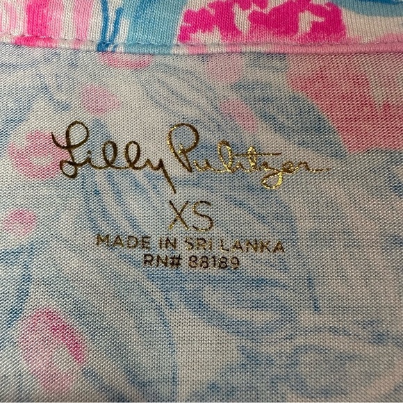 Lilly Pulitzer Pajama NWT PJ Long Sleeve Top Bondi Blue My Little Peony XSmall - Picture 4 of 10